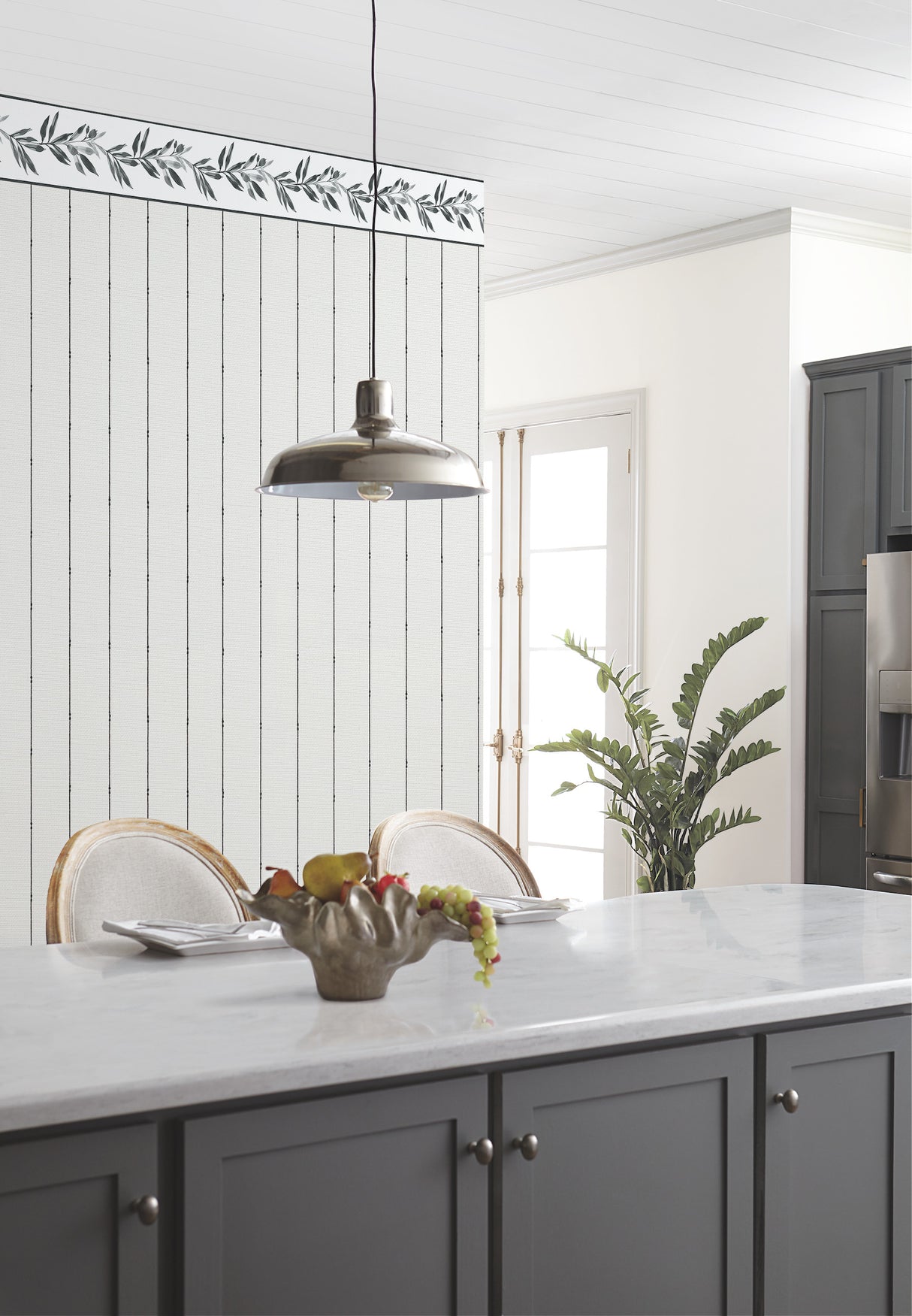York FH4076 In Stitches Stripe Black & Cream Wallpaper