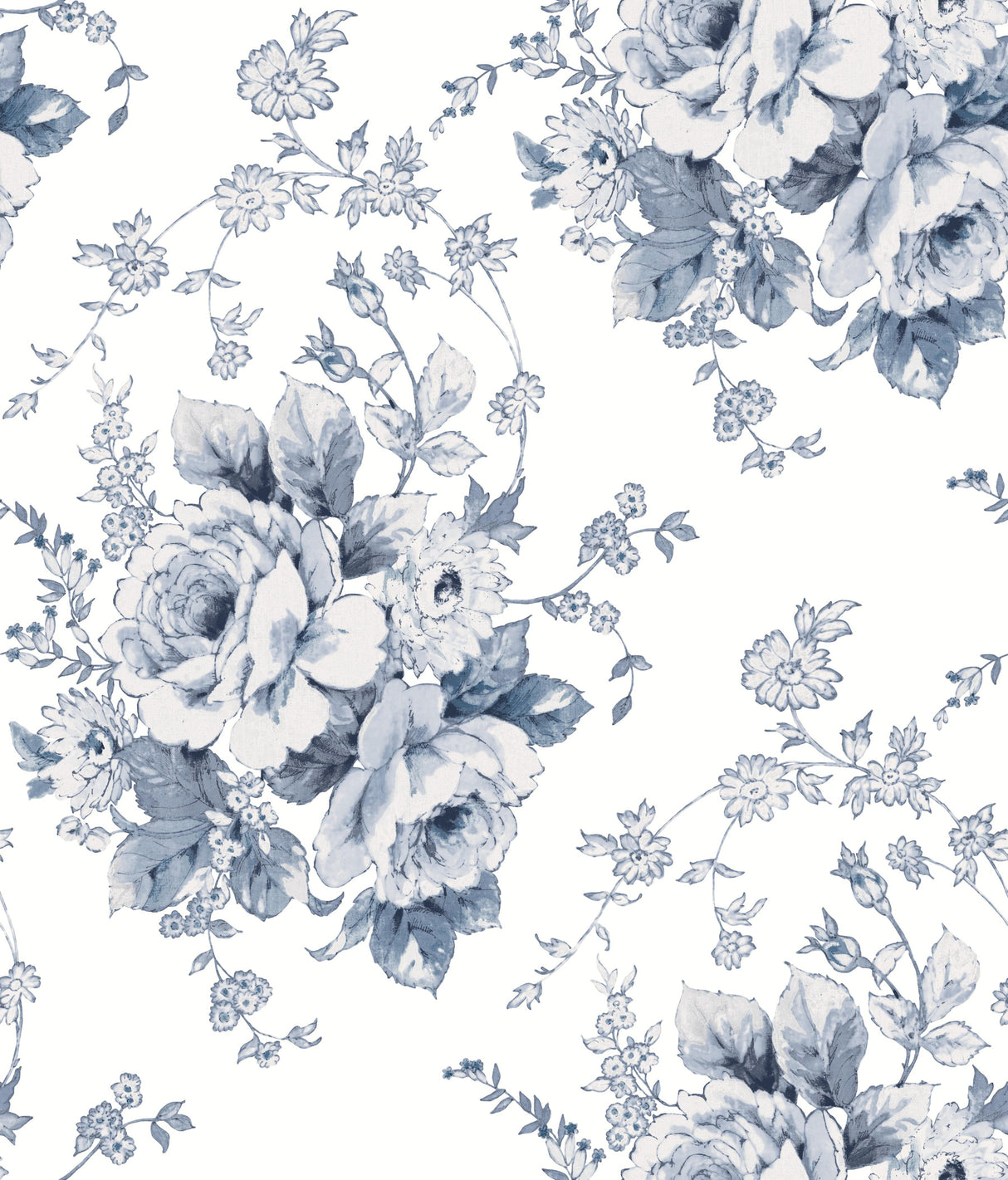 York FH4087 Heritage Rose Navy & White Wallpaper