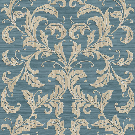 Galerie G34111 Blue Linear Damask - Eade's Wallpaper