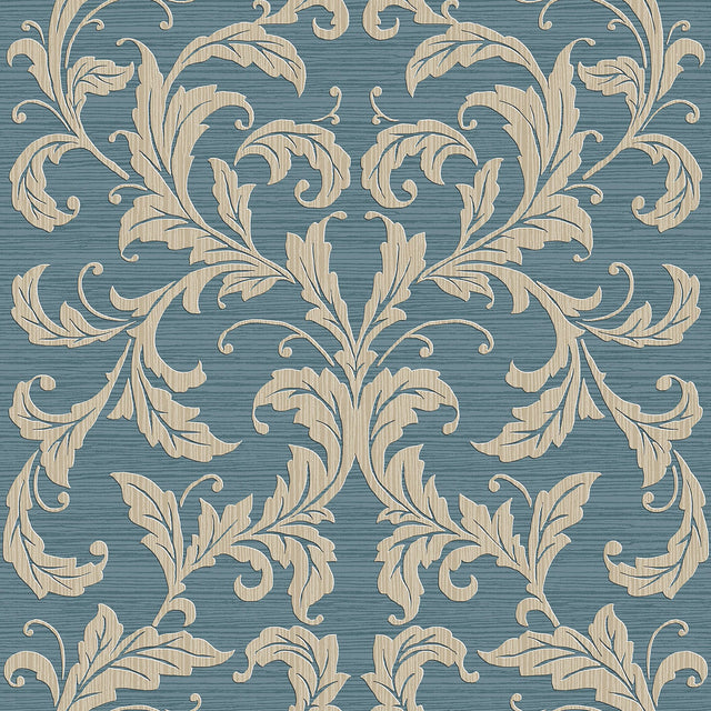 Galerie G34111 Blue Linear Damask - Eade's Wallpaper