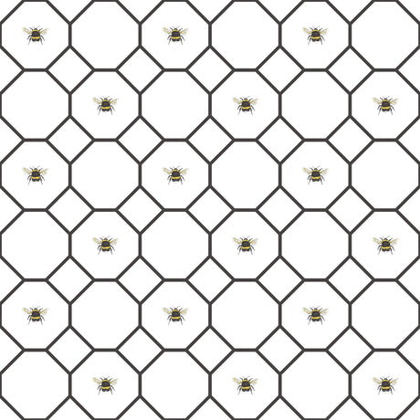 Galerie G45406 White Bee Hive with bees - Eade's Wallpaper
