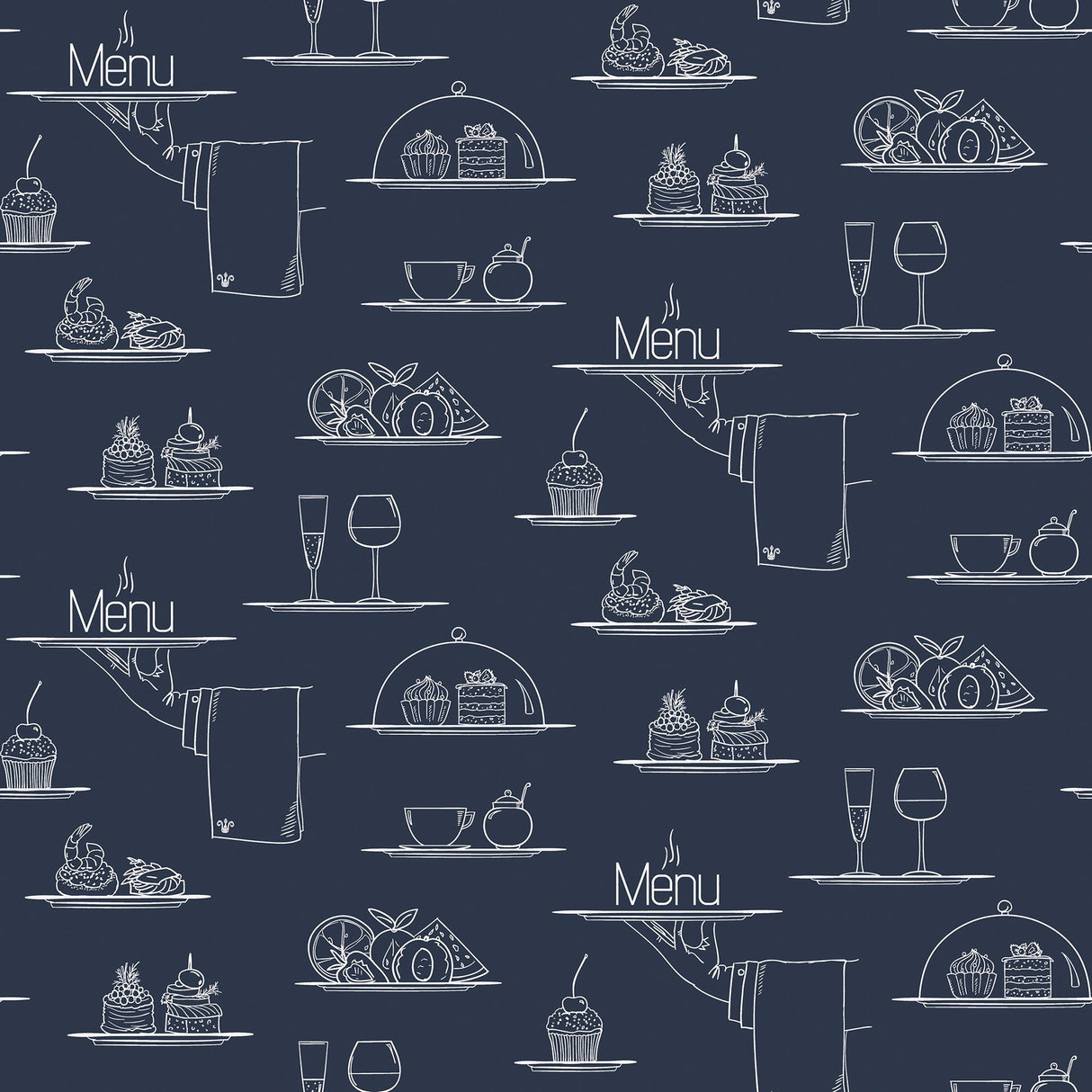 Galerie G45407 Blue Chalkboard Menu - Eade's Wallpaper