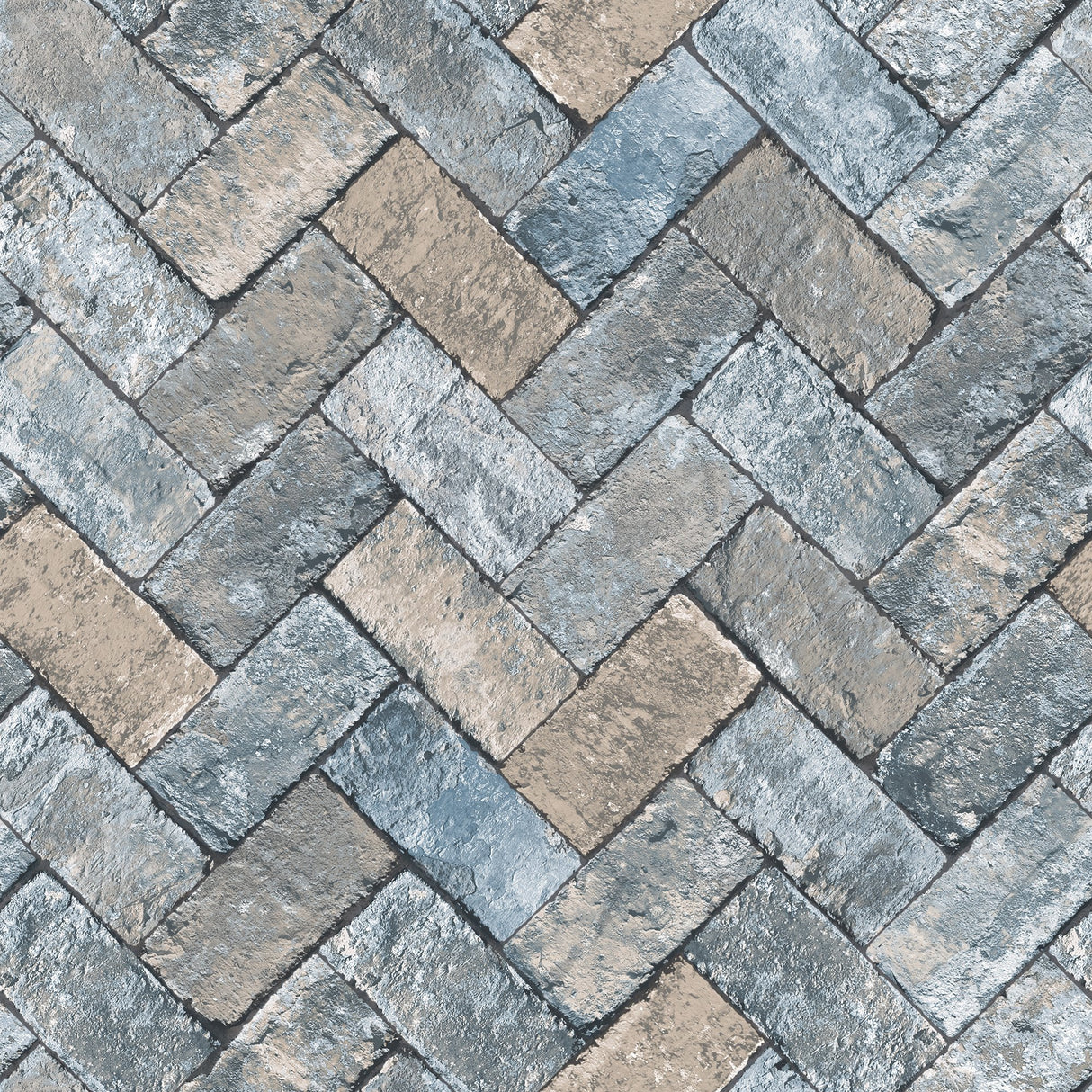Galerie G45425 Blue Herringbone Brick - Eade's Wallpaper