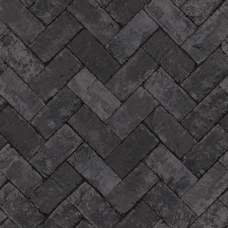 Galerie G45426 Black Herringbone Brick - Eade's Wallpaper