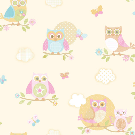Galerie G56035 Cream Owls and Butterflies - Eade's Wallpaper