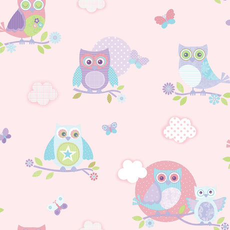 Galerie G56036 Pink Owls and Butterflies - Eade's Wallpaper