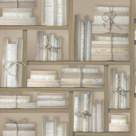 Galerie G56154 Bronze Brown Natural books - Eade's Wallpaper