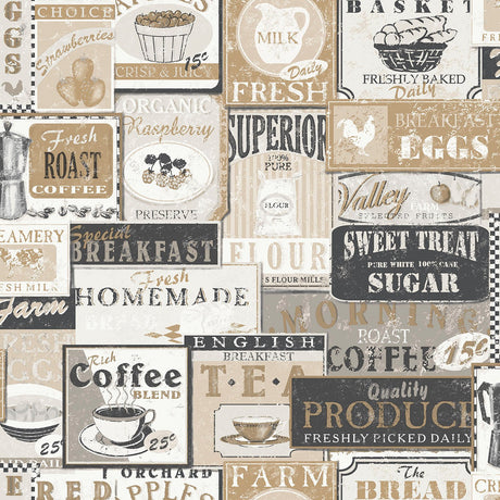Galerie G56169 Beige Enamel Signs - Eade's Wallpaper
