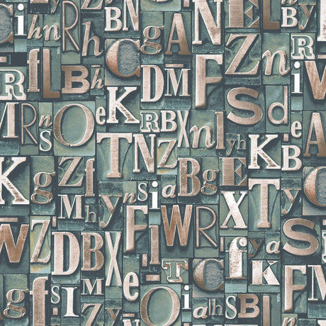 Galerie G56204 Green Block Letters - Eade's Wallpaper