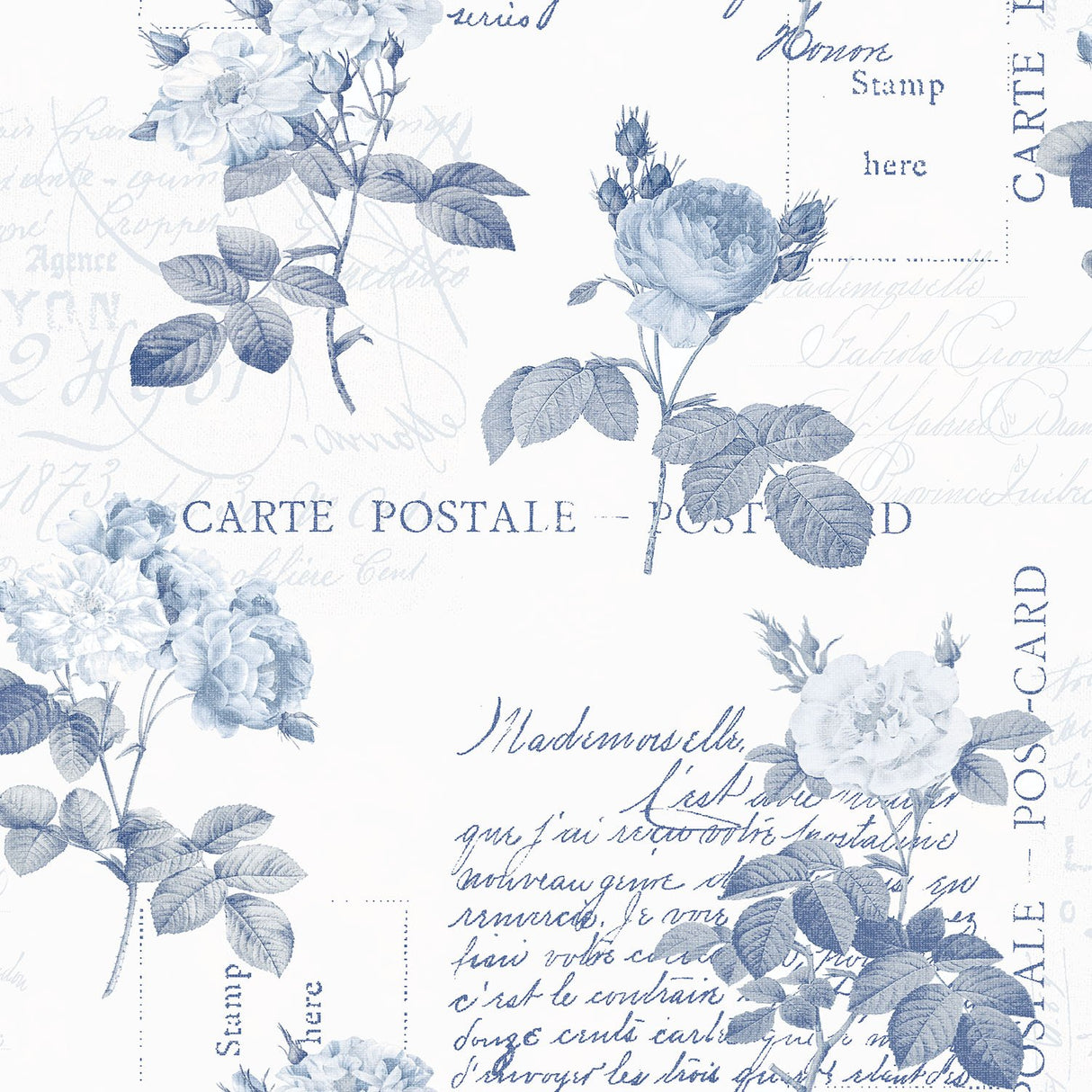 Galerie G56287 Blue Postale Rose - Eade's Wallpaper