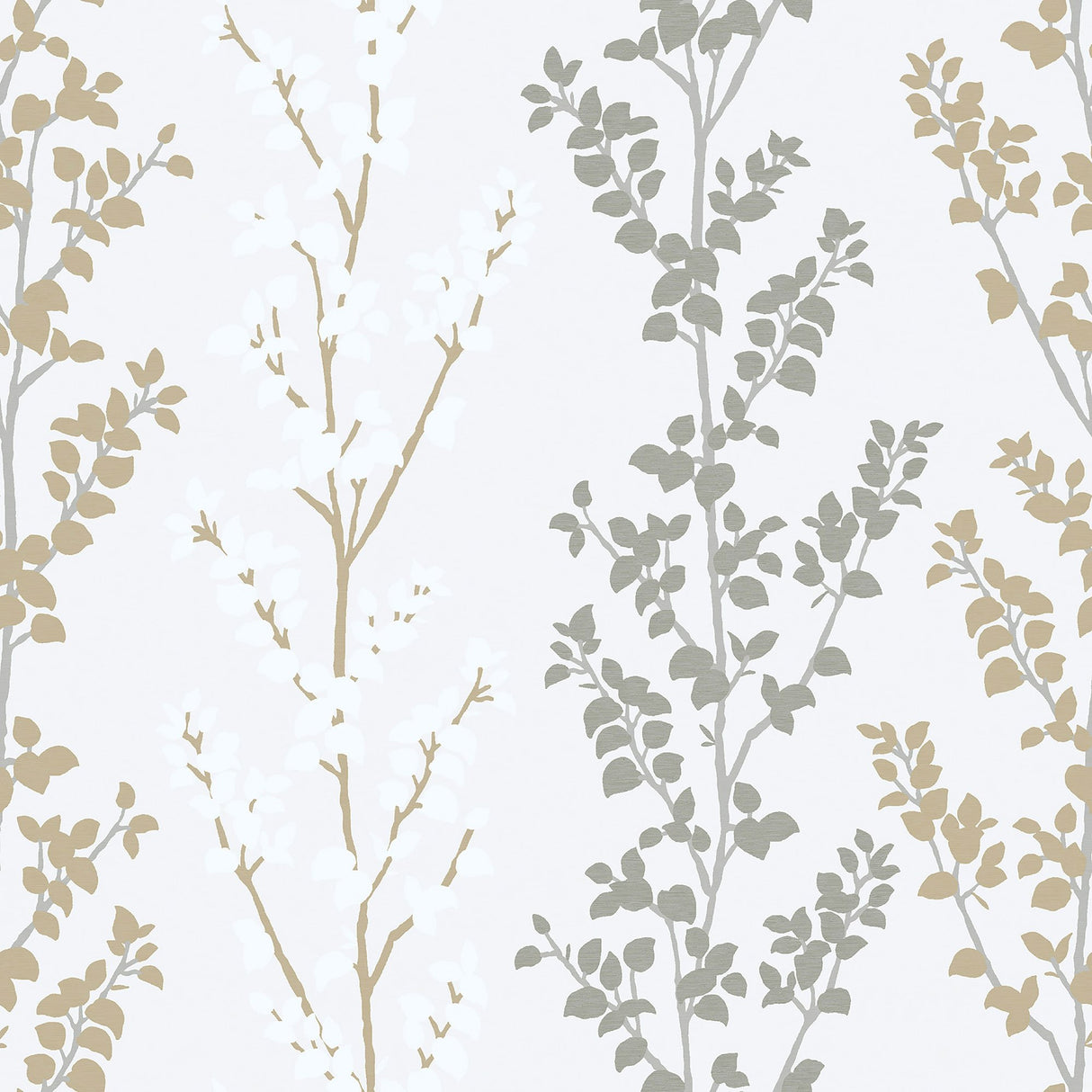 Galerie G56330 Silver Grey Leaf Stem - Eade's Wallpaper
