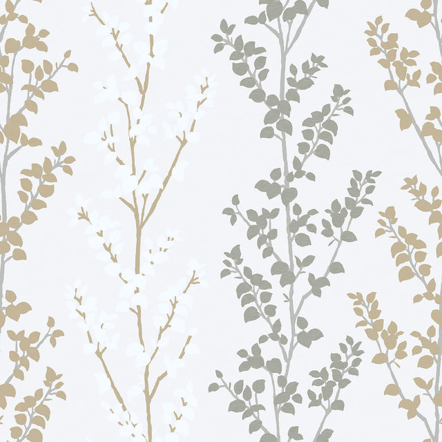 Galerie G56330 Silver Grey Leaf Stem - Eade's Wallpaper