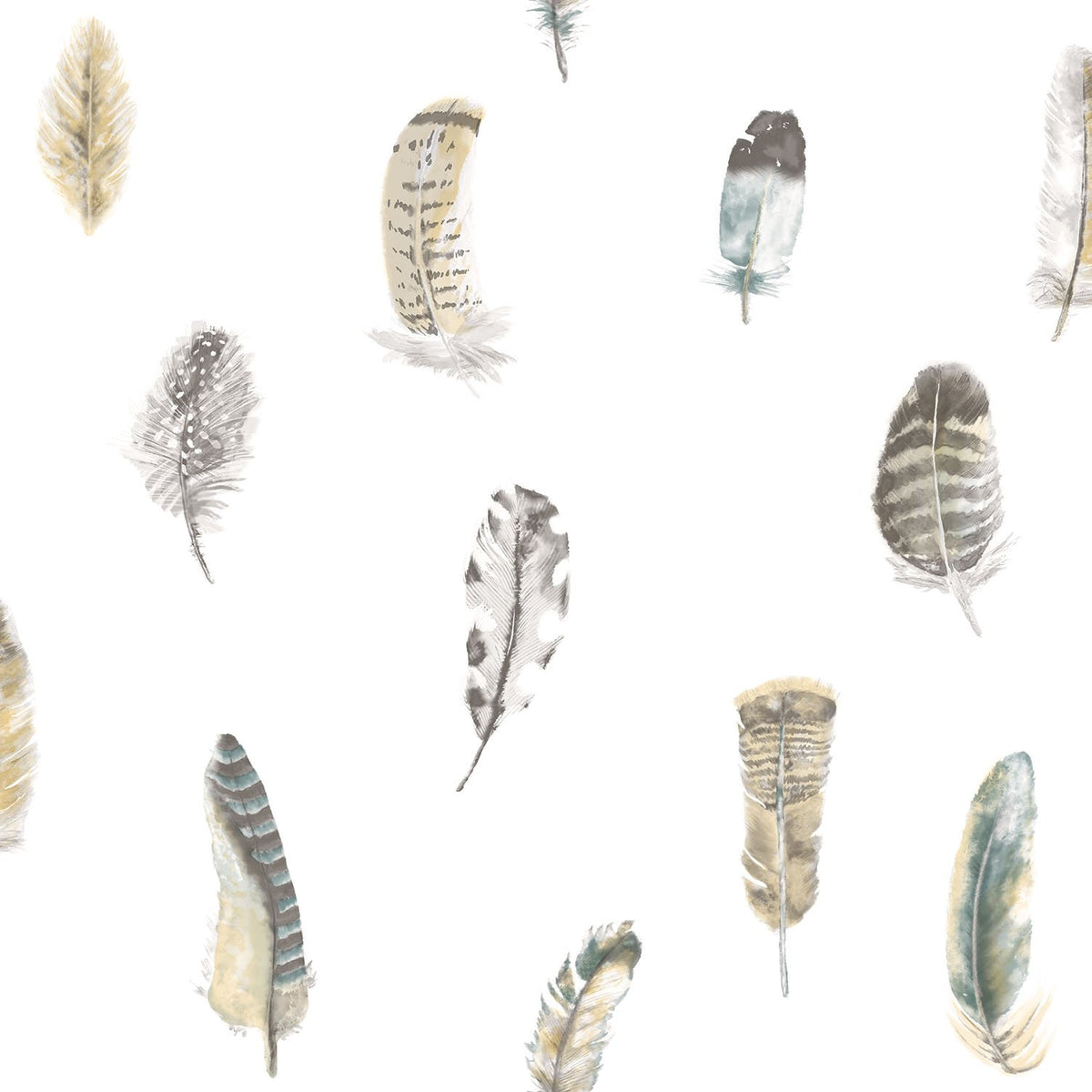 Galerie G56402 Feathers Multi-coloured Wallpaper