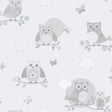 Galerie G56503 Silver Grey Owls and Butterflies - Eade's Wallpaper