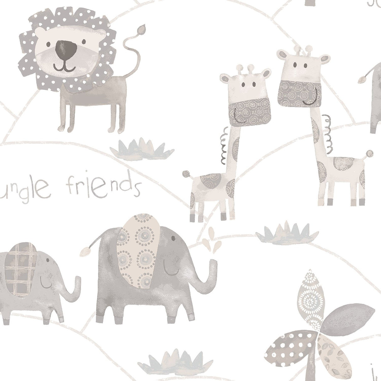 Galerie G56505 Silver Grey Jungle Friends - Eade's Wallpaper