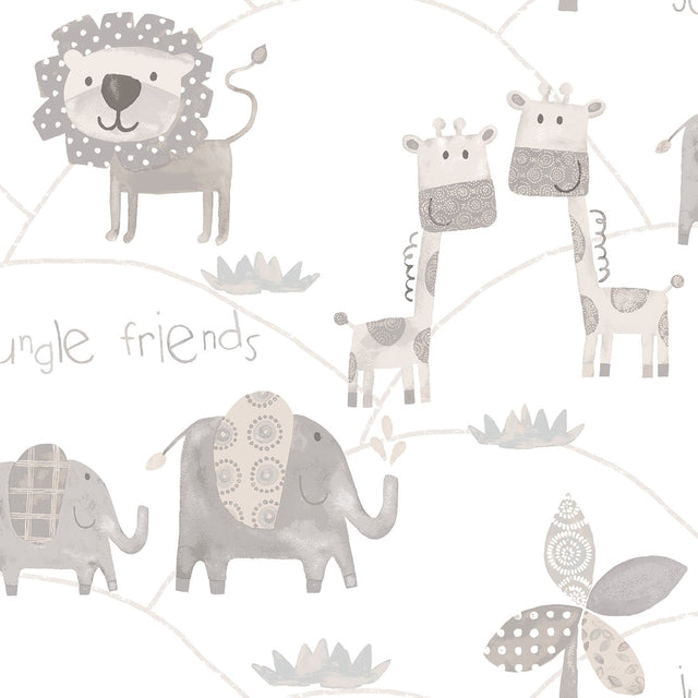 Galerie G56505 Silver Grey Jungle Friends - Eade's Wallpaper