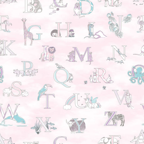 Galerie G56538 Pink Alphabet Animals - Eade's Wallpaper
