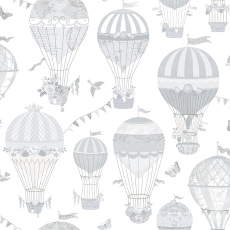 Galerie G56542 Silver Grey Hot Air Balloons - Eade's Wallpaper