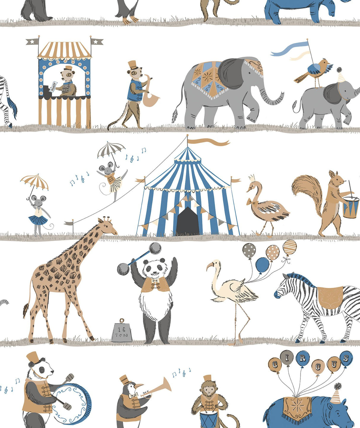 Galerie G56546 Blue Circus Animals - Eade's Wallpaper