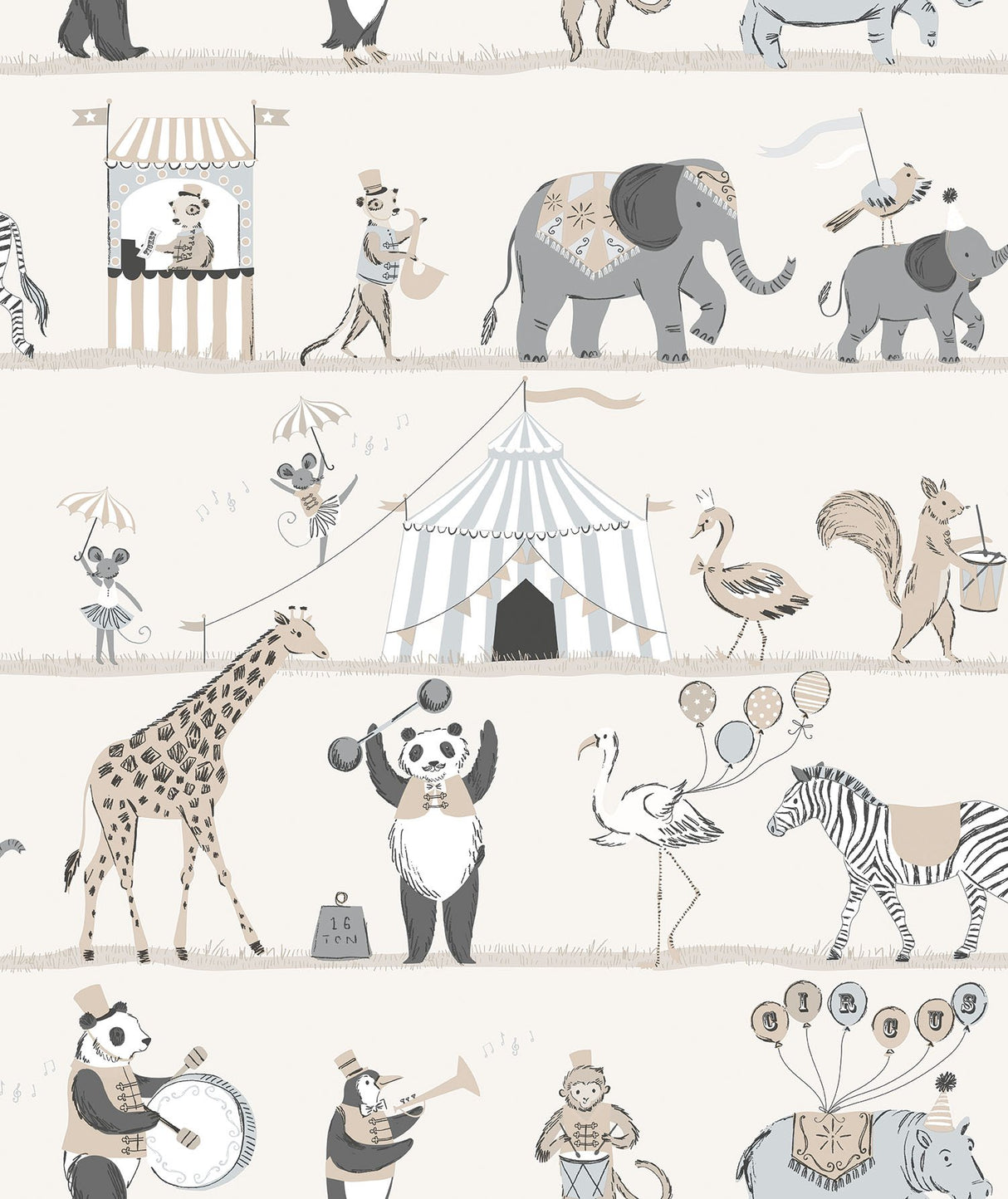 Galerie G56547 Beige Circus Animals - Eade's Wallpaper