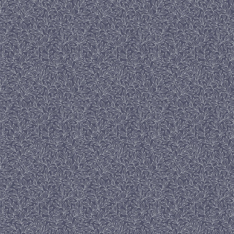 Galerie G56697 Blue Stencil Leaf - Eade's Wallpaper