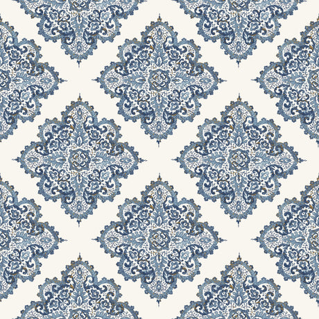 Galerie G67368 Blue Hmong Tile Effect - Eade's Wallpaper