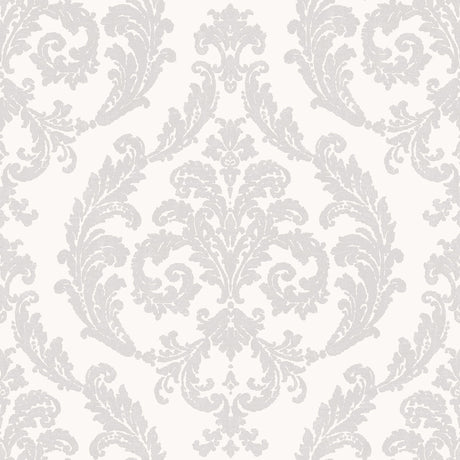 Galerie G67606 White Silk Damask - Eade's Wallpaper