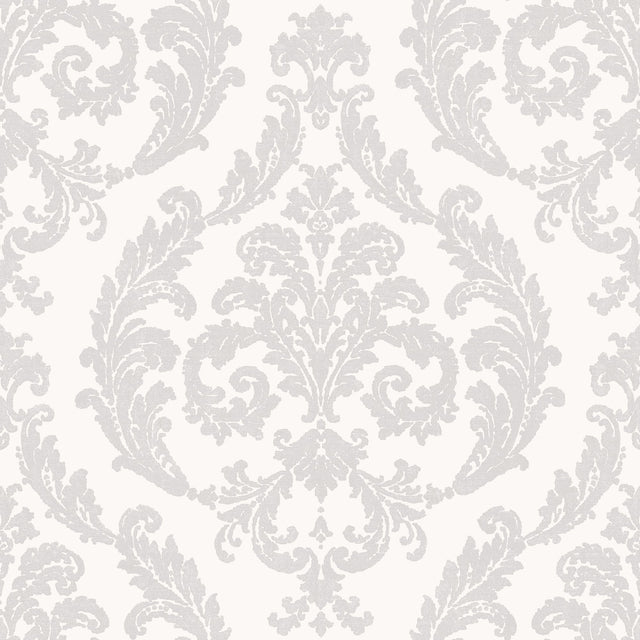 Galerie G67606 White Silk Damask - Eade's Wallpaper