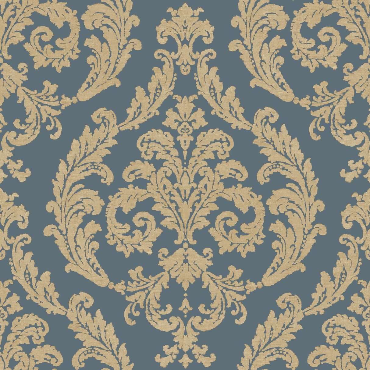 Galerie G67610 Blue Silk Damask - Eade's Wallpaper