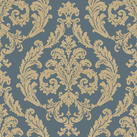 Galerie G67610 Blue Silk Damask - Eade's Wallpaper