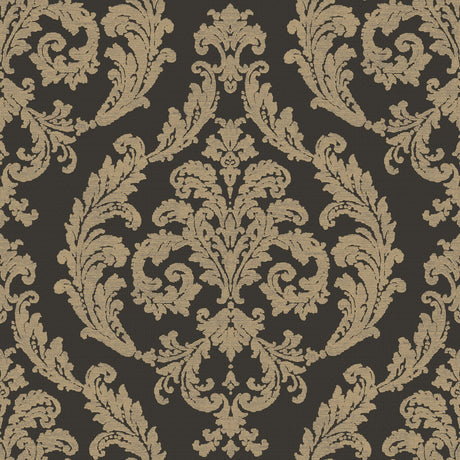 Galerie G67613 Bronze Brown Silk Damask - Eade's Wallpaper