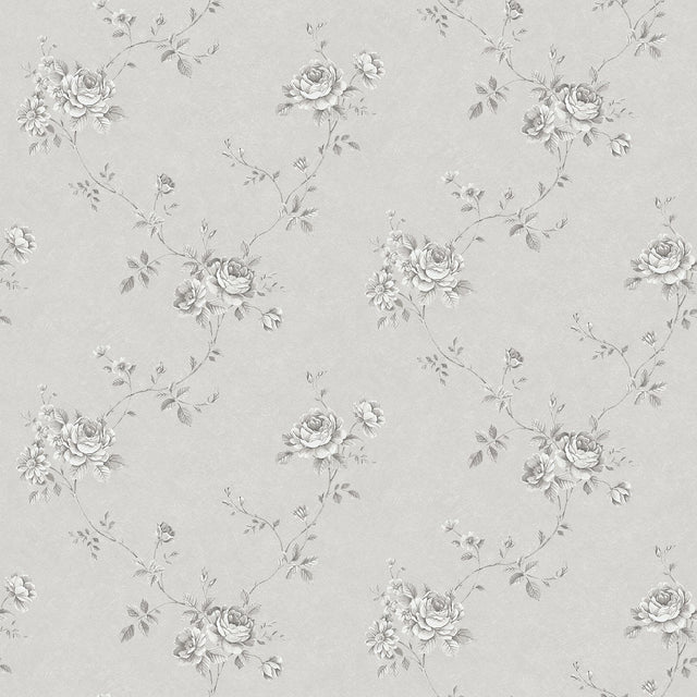 Galerie G67631 Silver Grey Floral Rose - Eade's Wallpaper