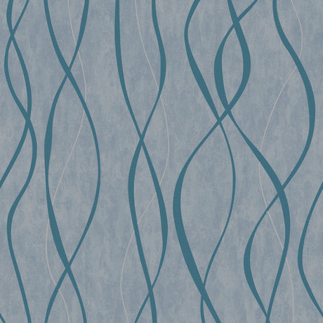 Galerie G67735 Blue Glitter Ribbons - Eade's Wallpaper