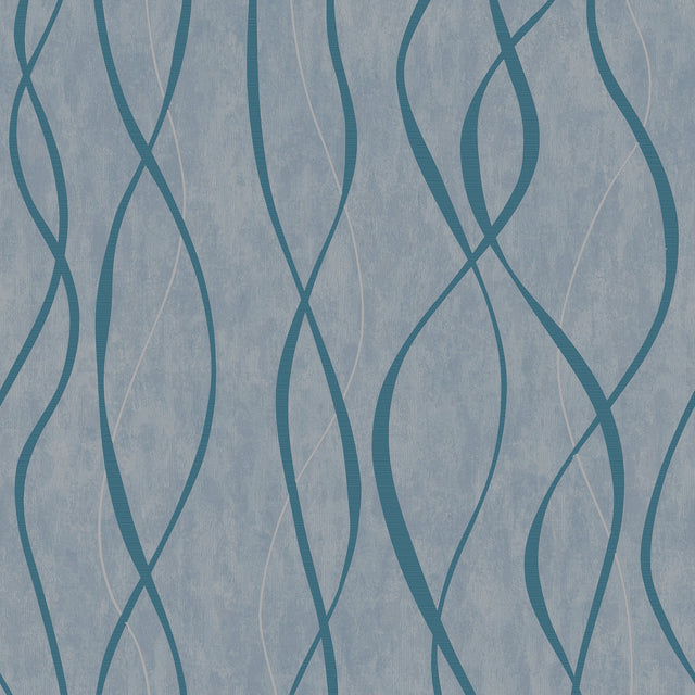 Galerie G67735 Blue Glitter Ribbons - Eade's Wallpaper