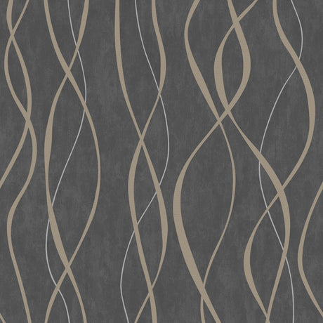 Galerie G67737 Bronze Brown Glitter Ribbons - Eade's Wallpaper