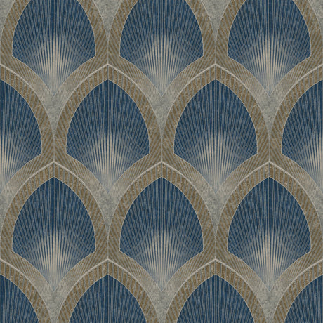 Galerie G68083 Blue Nouveau Scallop - Eade's Wallpaper