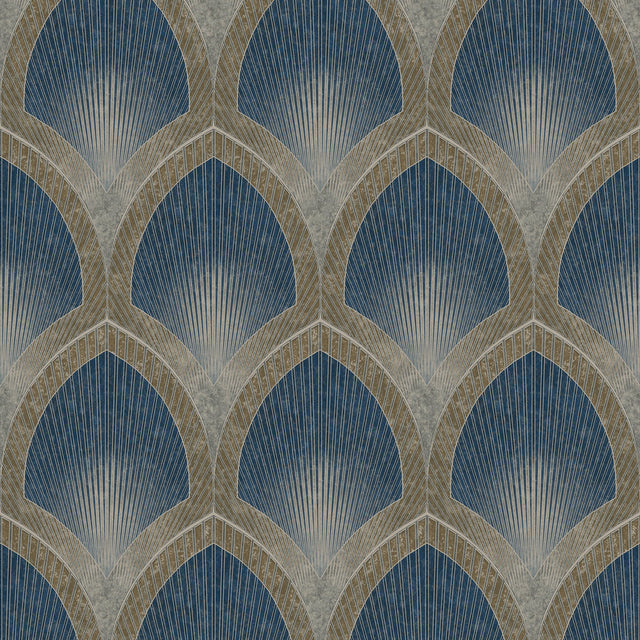 Galerie G68083 Blue Nouveau Scallop - Eade's Wallpaper