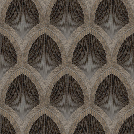 Galerie G68087 Bronze Brown Nouveau Scallop - Eade's Wallpaper
