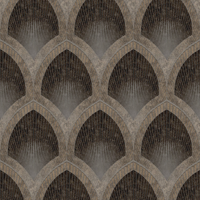 Galerie G68087 Bronze Brown Nouveau Scallop - Eade's Wallpaper