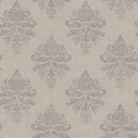 Galerie G68669 Silver Grey Medallion Damask - Eade's Wallpaper