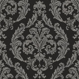 Galerie G68676 Black Silk Damask - Eade's Wallpaper