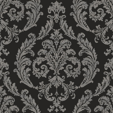 Galerie G68676 Black Silk Damask - Eade's Wallpaper