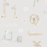 Galerie G78379 Silver Grey Jungle Friends - Eade's Wallpaper