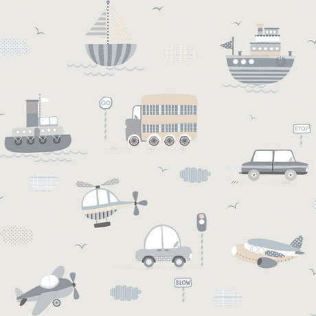 Galerie G78417 Silver Grey Transportation - Eade's Wallpaper