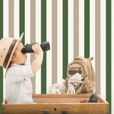 Galerie Kids and Teens 2 color Awning Stripe Green Wallpaper