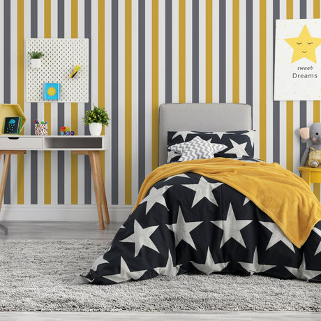 Galerie Kids and Teens 2 color Awning Stripe Yellow Wallpape