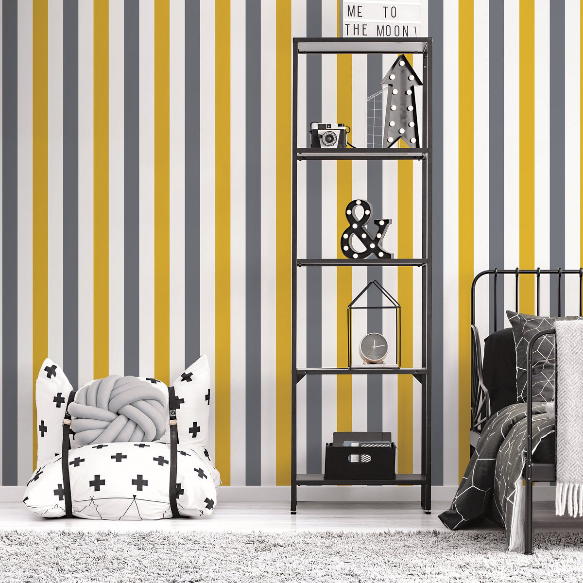 Galerie Kids and Teens 2 color Awning Stripe Yellow Wallpape