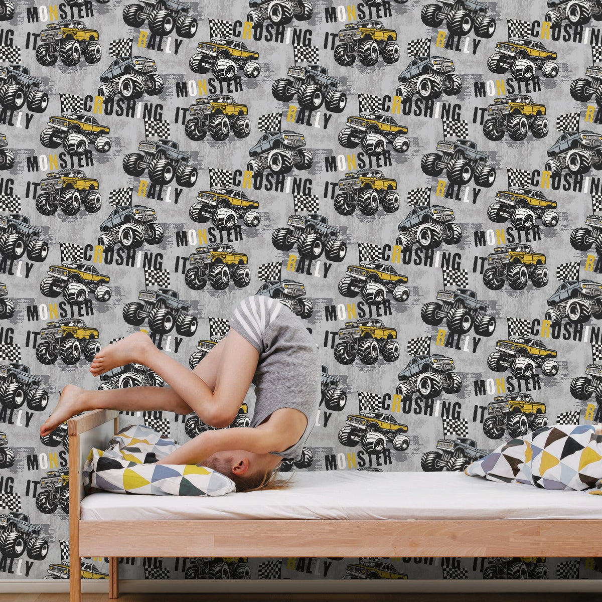 Galerie Kids and Teens Monster Trucks Grey Wallpaper G78571