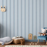 Galerie Kids and Teens Multi Stripe Blue Wallpaper G78573