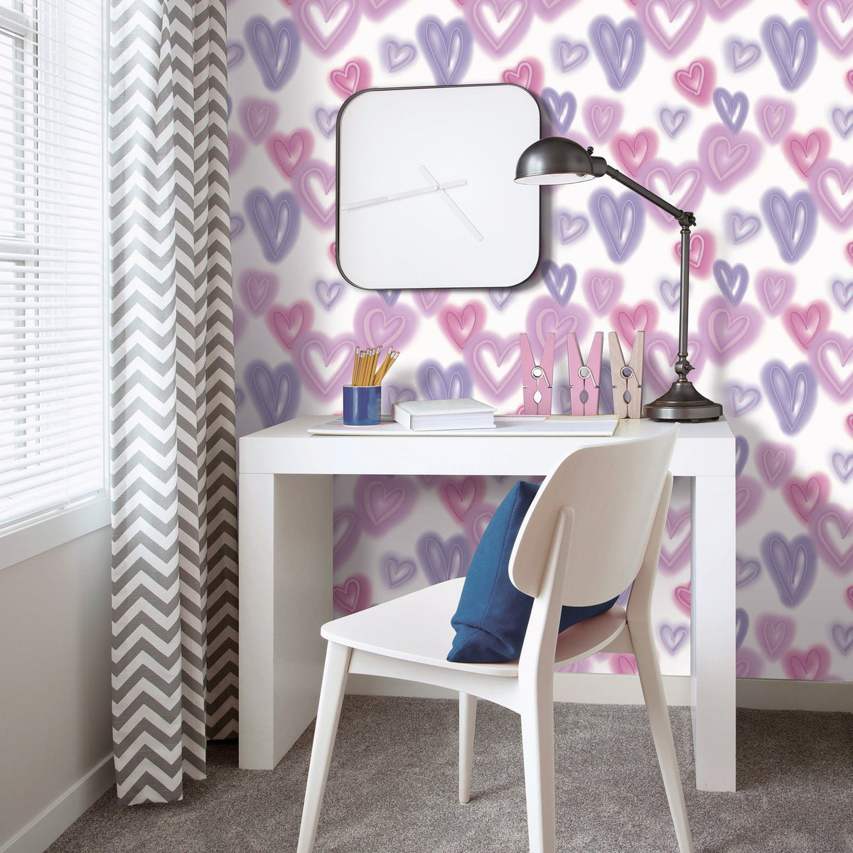 Galerie Kids and Teens Neon Hearts Purple Wallpaper G78574